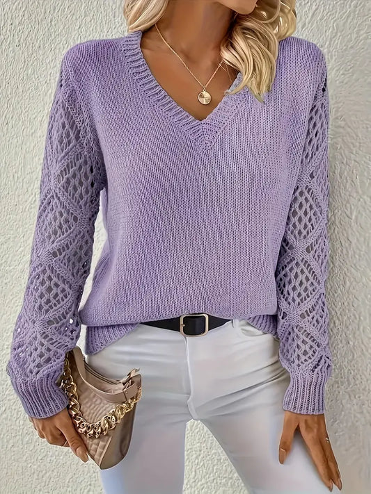 Lydia™ | Lace-Sleeve Knit Sweater