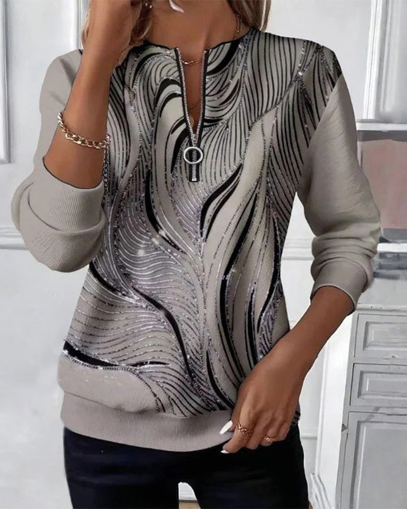 Lydia  | Casual Printed Zip Sweatshirt