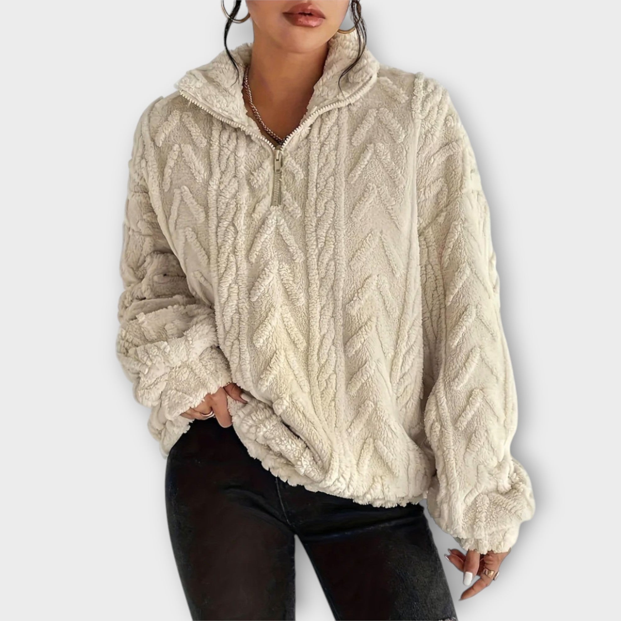 Lydia™| Braided Zip-Up Pullover