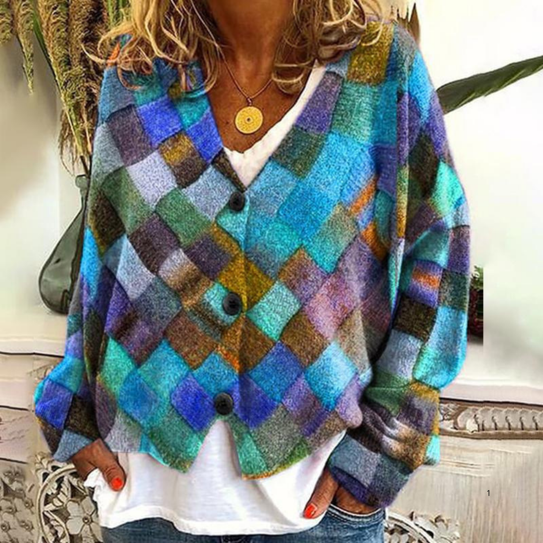 Colorful Checkered Cardigan