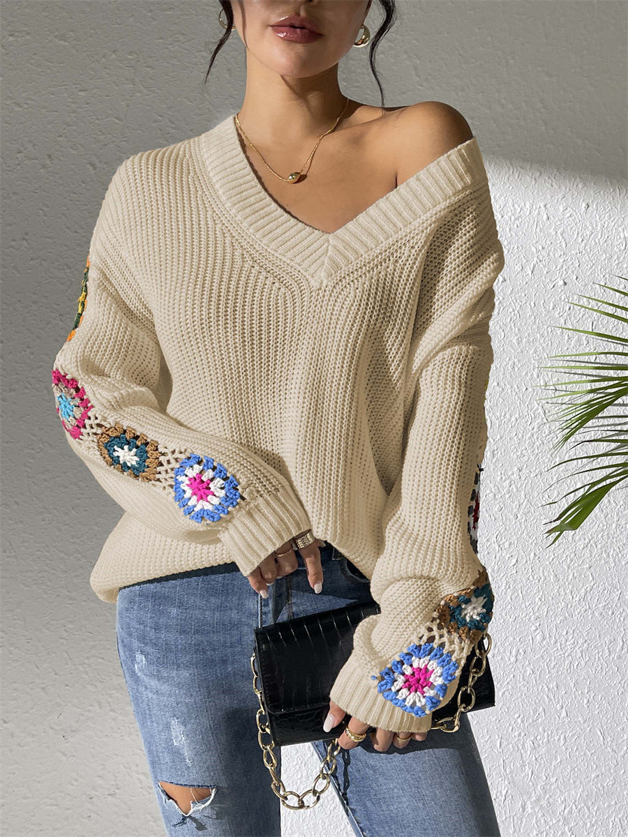 Lydia™ | Crochet Patch Knit Sweater