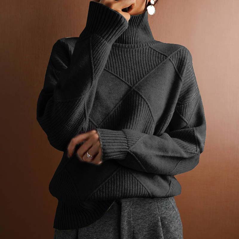 Lydia™ | Textured Turtleneck Knit Sweater