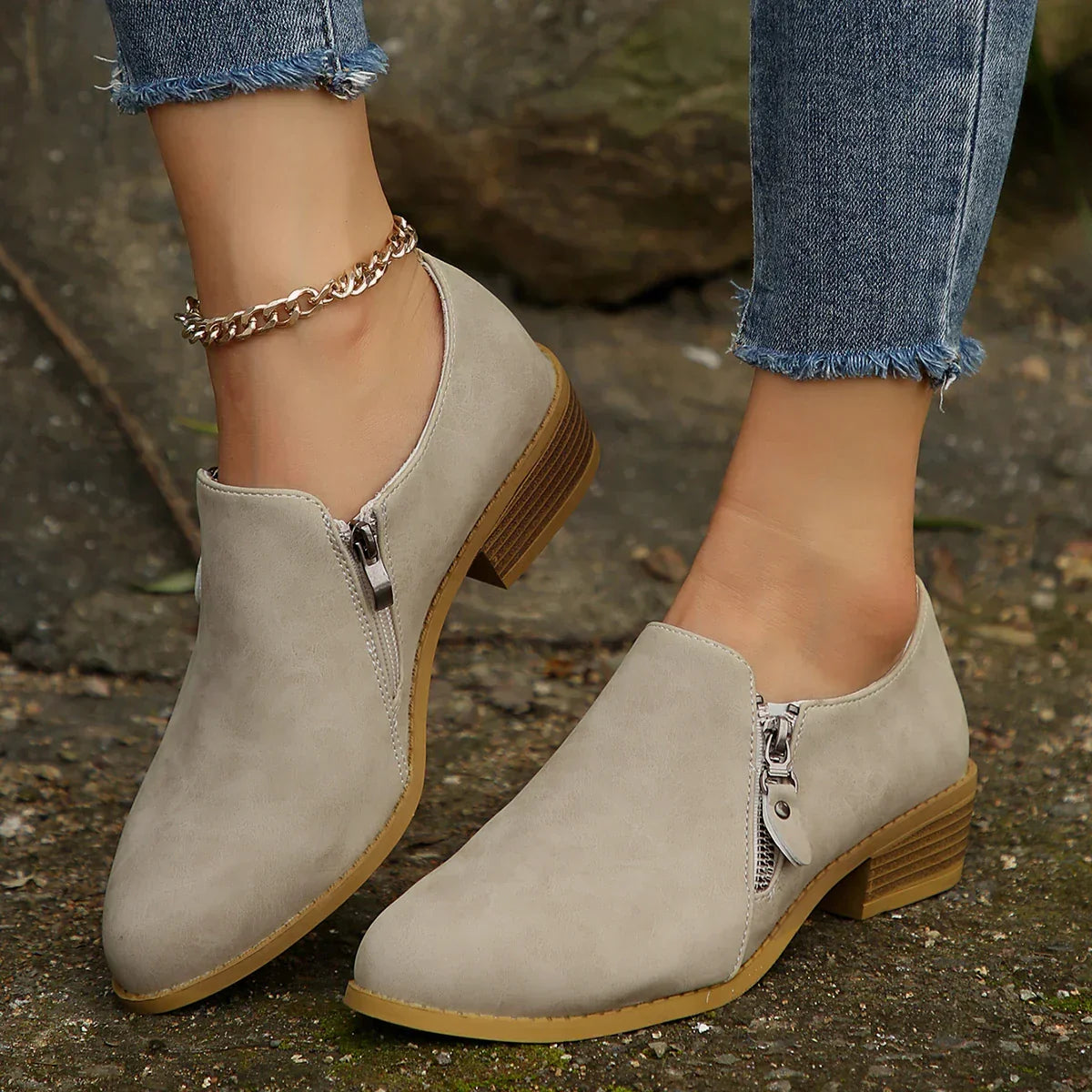 Maia™ | SleekShield Zip-Up Ankle Boots