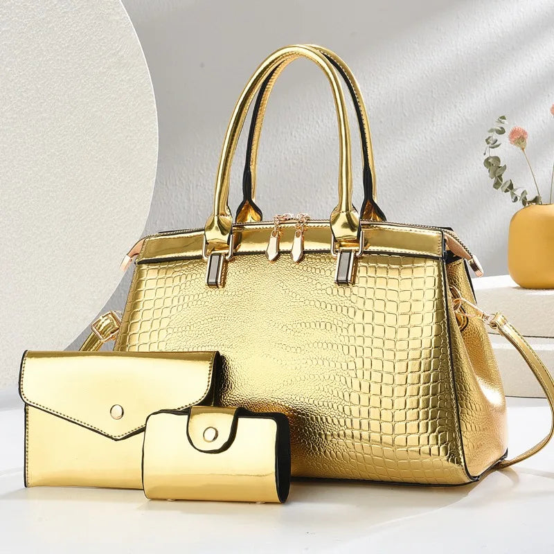 Lily - Stylish Retro Leather 3-Piece Leather Bag Set