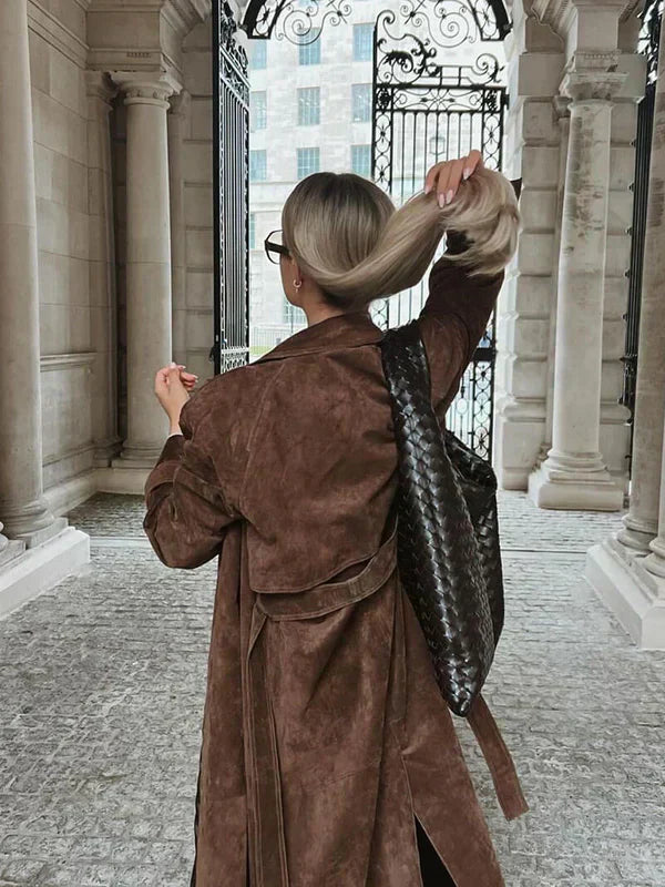 Olivia - Classic Suede Trench Coat