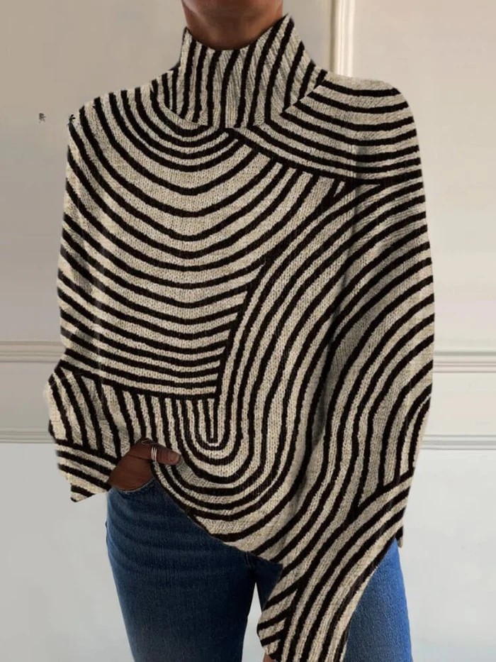 Amelia | Hand-Drawn Line Turtleneck Sweater
