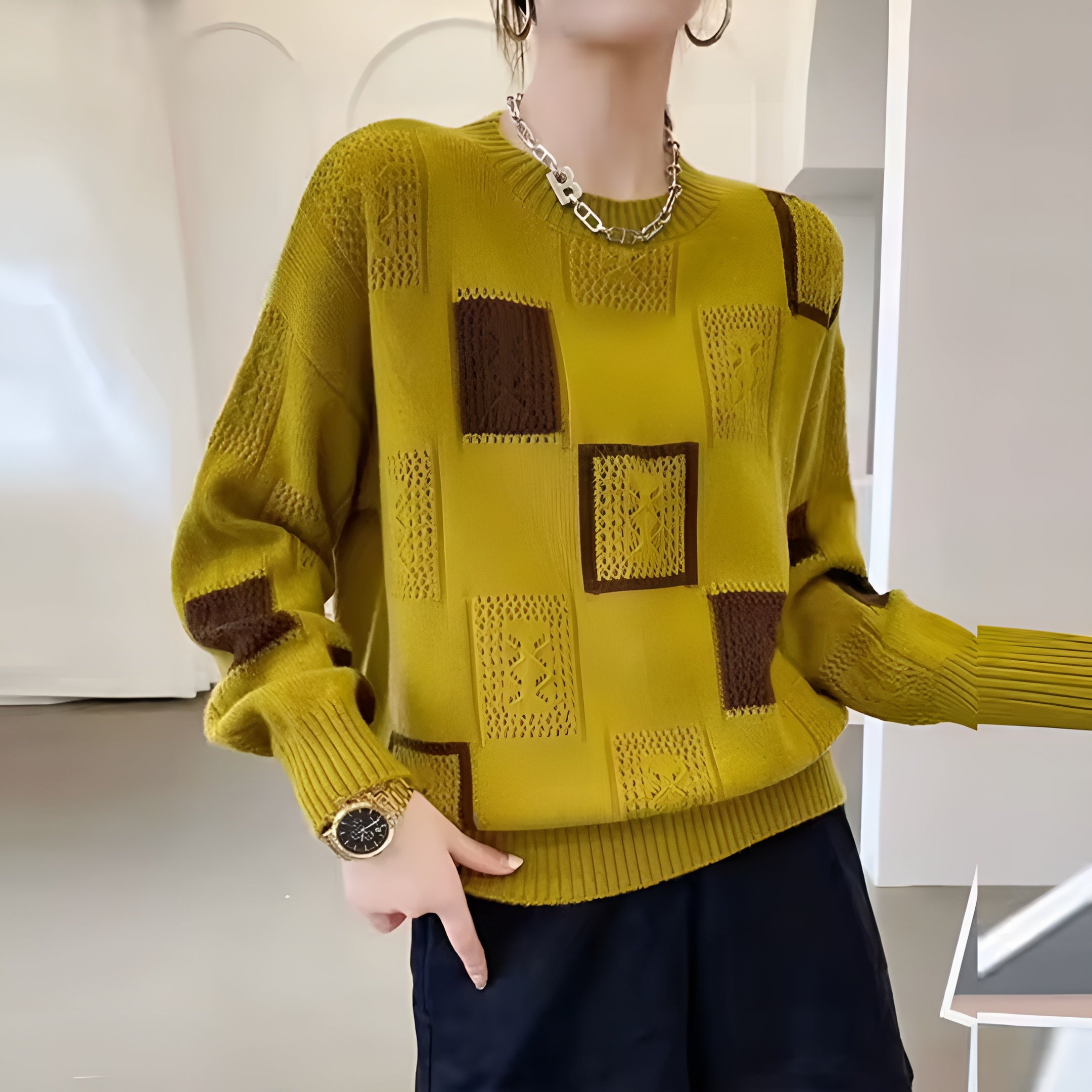 Lydia™ | Women's Geometric Knitted Sweater