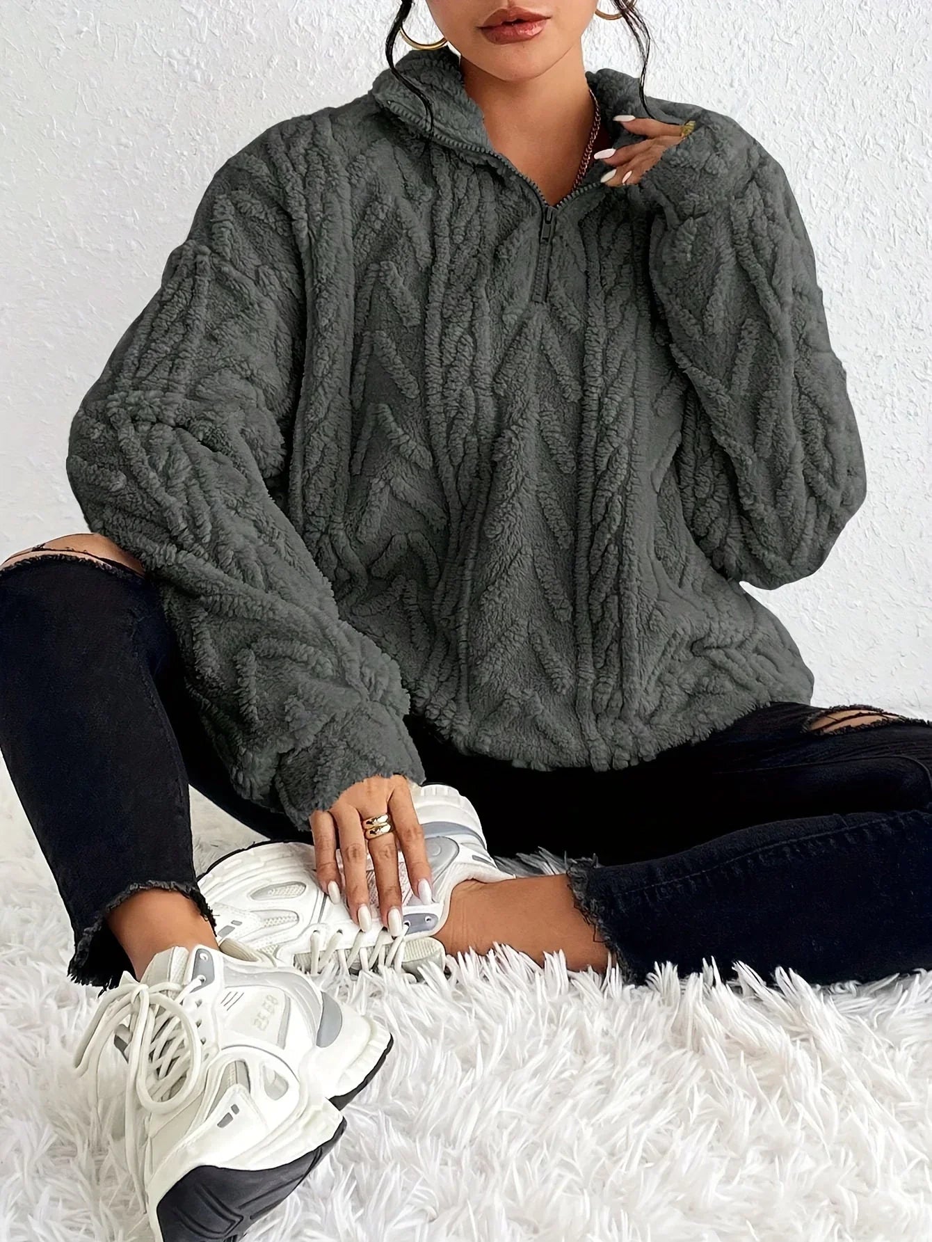 Lydia™| Braided Zip-Up Pullover
