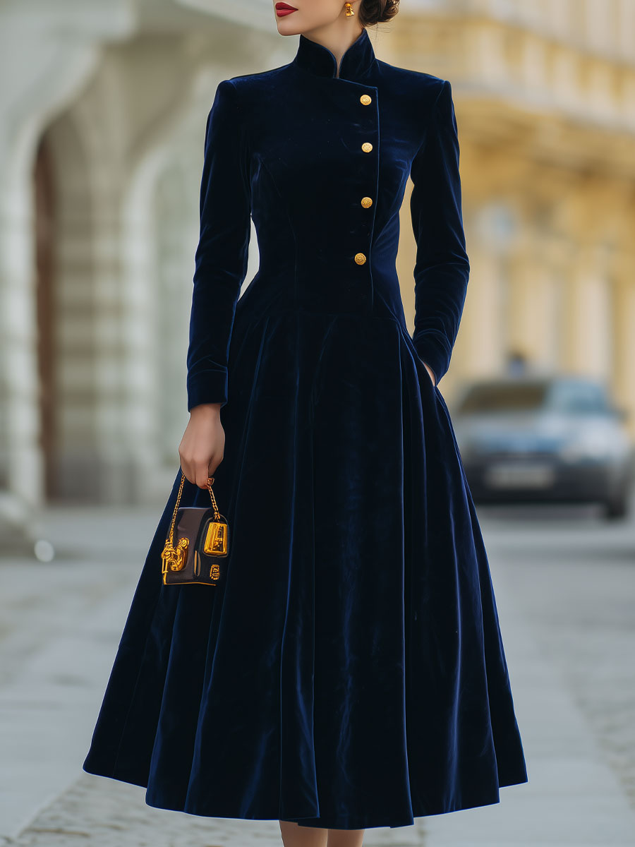 Natalia | A-Line Dress Featuring Elegant Gold Accents