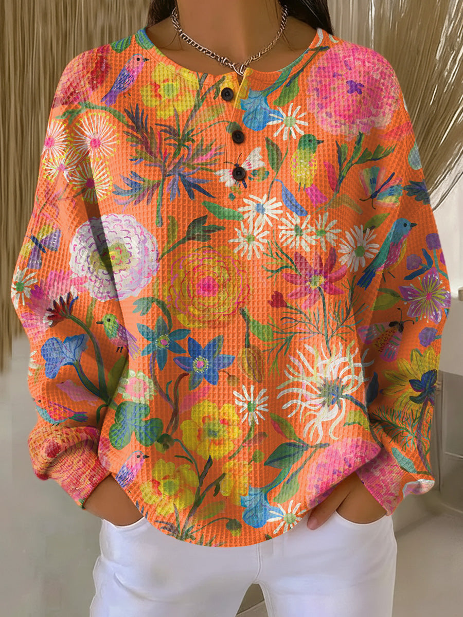 Freja™ - Pullover with a colorful floral pattern