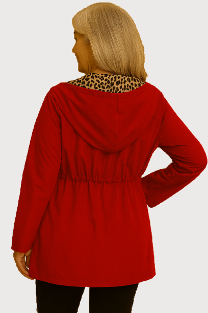 Reversible Hooded Coat with Leopard Print